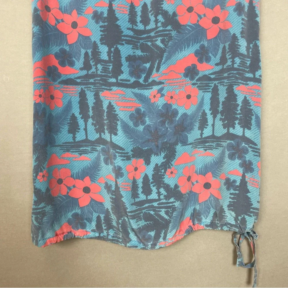 Bridge & Burn Silk Top Makelike Hawaii 503 Women Floral Blue Pink‎ Sleeveless
